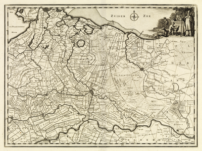 214252 Kaart van de provincie Utrecht met aangrenzend gebied; met weergave van steden, wegen en watergangen en ...